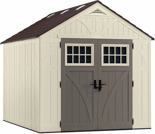 Suncast Tremont 8 x 10 Ft. Resin Outdoor Storage Shed with 6 Skylights and Floor Kit – Vanilla